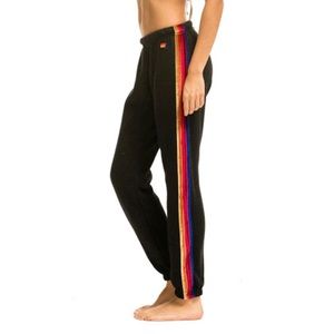AVIATOR NATION⚡️🌈🦅 Classic Women's Sweatpants Black // Velvet Stripes